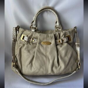Brahmin tan leather large hang bag
